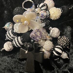 Black and White Cross Charm